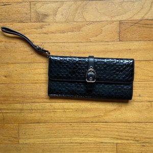 Coach black patent leather clutch